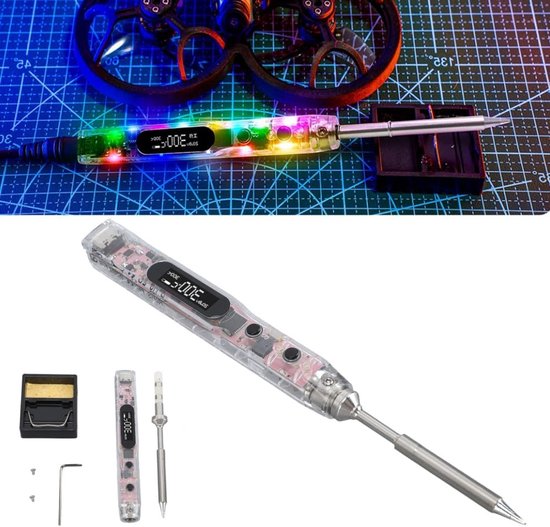 Digitale 100W Loodgietijzer Set met Constant Temperatuur, OLED Verlichting en TS B2 Kop voor Precisie Loodverbindingen en Elektronische Reparaties van Merkloos