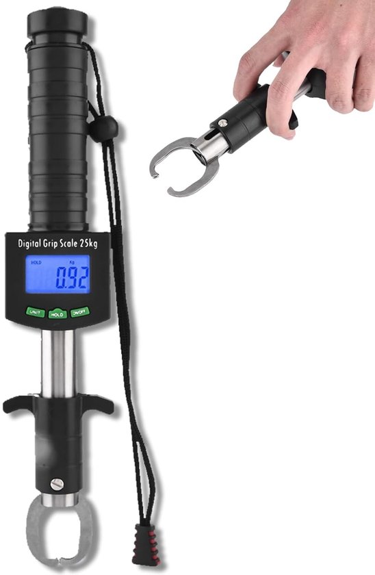 Digitale visweegschaal met 3-in-1 functie, 25 kg capaciteit en 1 m meetlint voor nauwkeurig vissen