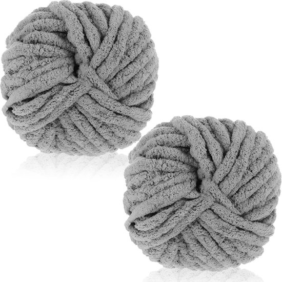 Dikke Wolblokken van 250g x 2 voor Haken en Breien, Perfect voor Dekens, Kussens en Accessoires in Donkergrijs van Merkloos