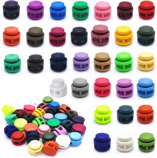 Diverse Kleurige Plastic Cord Locks – Dubbel Gat Veerbelaste Stoppers voor Touwtjes, Laces en Rugzakken van Merkloos