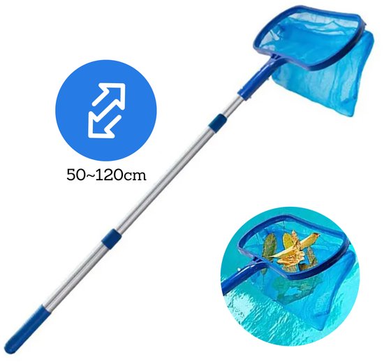 DIVERZA Telescoop Schepnet - 18x41cm - Uitschuifbare Telescoopsteel 50–120 cm - Fijnmazig Visnet - Zwembad Schepnet - Vijver Schepnet - Lichtgewicht & Duurzaam van Merkloos
