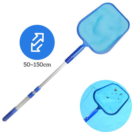 DIVERZA Telescoop Schepnet - 30x25cm - Uitschuifbare Telescoopsteel 50–150 cm - Fijnmazig Visnet - Zwembad Schepnet - Vijver Schepnet - Lichtgewicht & Duurzaam van Merkloos