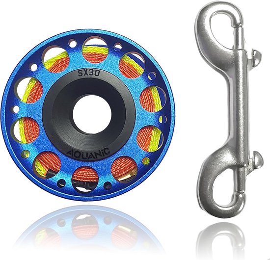 Diving Reel 100FT Finger Reel with Dive Double Sided Bolt Snap Clip Aluminum Diving Finger Spool Reel for Snorkeling - ShopVlot
