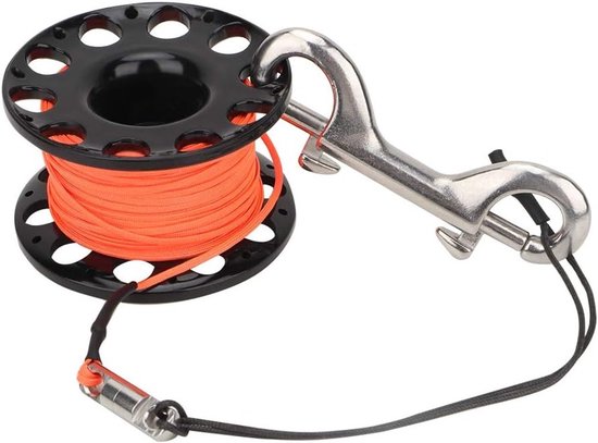 Diving Reel 30m met Plastic Coil en Rvs Klikclip voor Grotten- en Technisch Duiken, Ideaal voor Onderwateravonturen van Merkloos