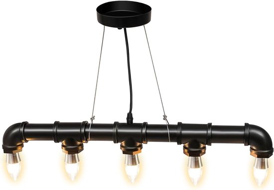 DIY Vintage hanglamp, E27 waterleiding, retro hanglamp, 5 lampen, industriële hanglamp, plafondlamp, eetkamer, kroonluchter voor woonkamer/restaurant/café
