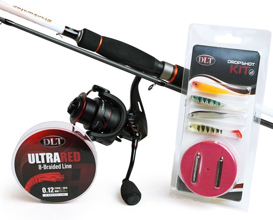 DLT Dropshot hengel Set compleet 2,70m - 7-32gr - Roofvisset - incl Kunstaas van DLT