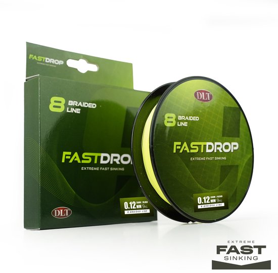 DLT FastDrop 8-Braid - Sinking - 200m - 0.14mm - Yellow - 10kg - Gevlochten Vislijn van Merkloos