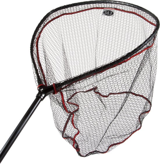 DLT Gummi Predator Compact Net - Schepnet - Rubber Coating - Telescopishe steel - 60x60cm - Rood van DLT