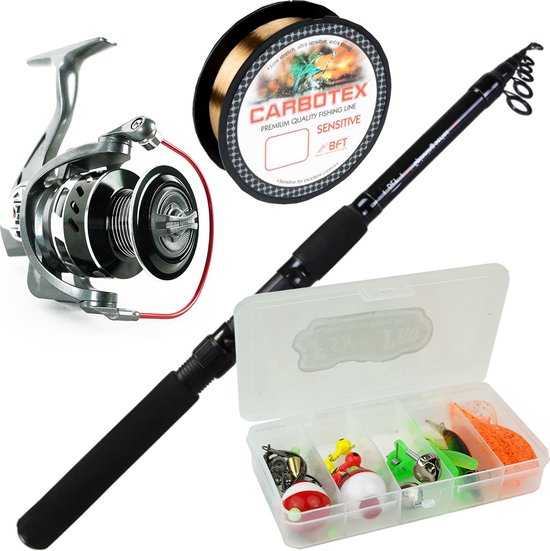 DLT Pursuit Holiday travel set - Hengelset - Hengel met Molen en Vislijn - Reishengel - Incl Tacklebox met accessoires