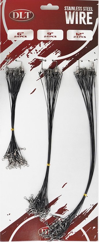 DLT Stalen onderlijnen - 72 stuks - Roofvis Onderlijnen - Snoekonderlijn - Snoekbaarsonderlijn - 15 tot 30 cm van $