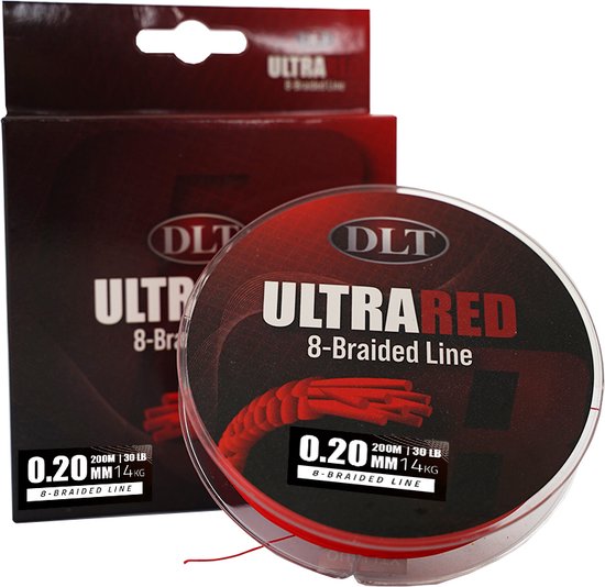 DLT UltraRed-8 Braided Line - 200m 0.12mm 8kg - Gevlochten lijn - 8 Braid - Vislijn van DLT