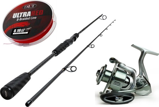DLT Vivid Spinhengel Set MH Allround - 2,70m - 14-50gr - Hengelset - Hengel met Molen en Gevlochten Vislijn van DLT