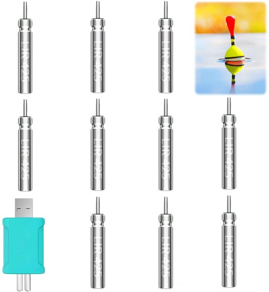Dobbers, oplaadbare batterij met USB-oplader, oplaadbare batterij voor visalarmbellen en dobbers, led-dobbers, lichtdobbers