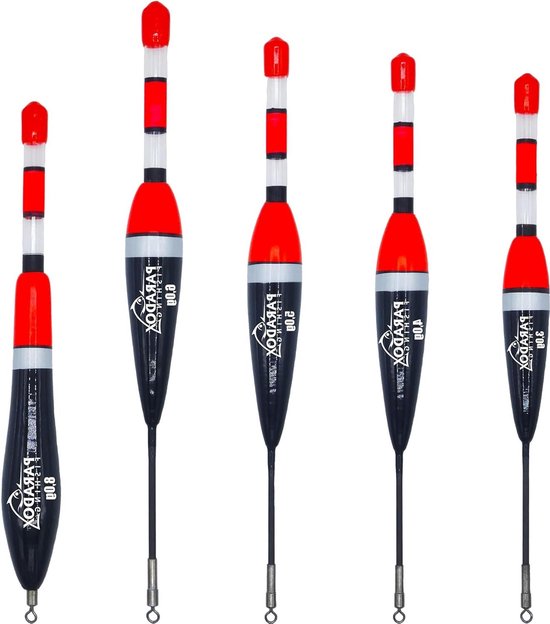 Dobbers Set - Hengel Dobbers - Vissen - Bijzonder Robuust - 5 stuks - Rood/Zwart