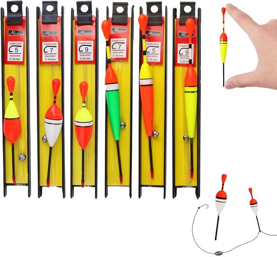 Dobbers Vissen Set - Drijvers Hengel - Vissen Vangst - Compleet Met Lood Haak - 6 Stuks - Heldere Kleuren