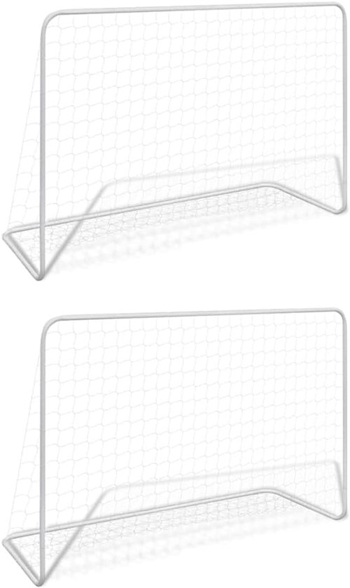 Doelen, set van 2 met net, 182 x 61 x 122 cm, robuust voetbaldoel voor tuin en training, weerbestendig stalen frame voor kinderen en volwassenen
