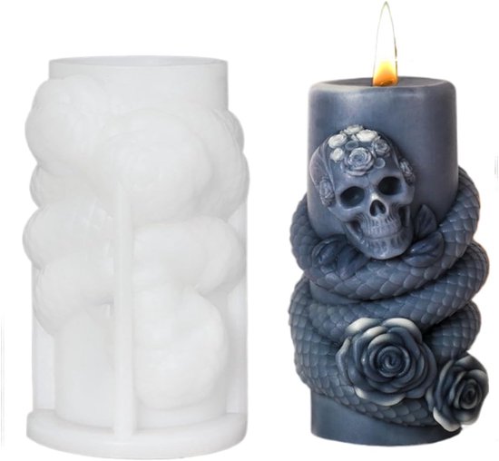 Doodshoofd, kaarsvorm, siliconen vormen, kaarsen, Halloween, doodshoofd, kaarsvormen om te gieten, siliconen vorm, gietvormen, kaarsen voor cosplay, carnaval, Halloween-decoratie (B)