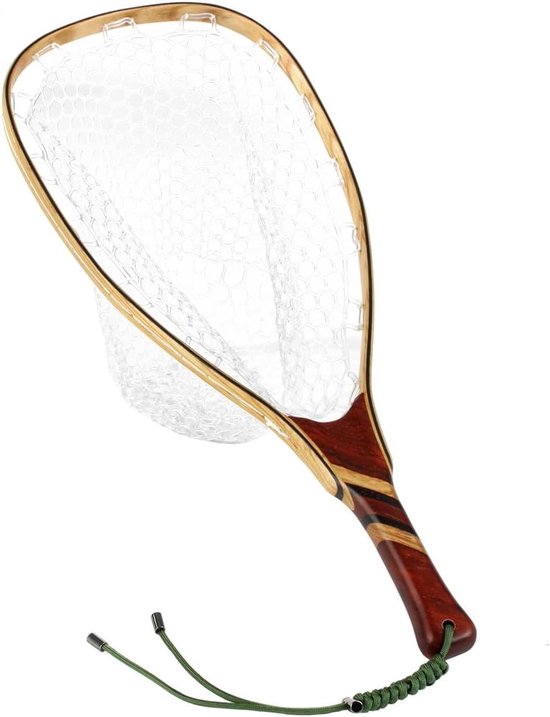 Doordacht ontwerp handgemaakt houten forelnet - Knooploos zacht rubberen gaas, vliegvissen schepnet van Merkloos