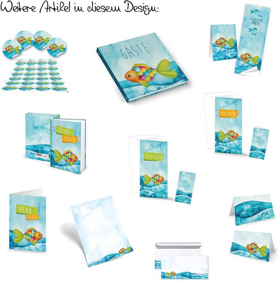 D'or pour Enfant Anniversaire et Baptême à Compléter Couverture Rigide Bleu Turquoise Poisson Multicolore formaat Carré 21x21 cm 100 Pages Blanches Cadeau Communion Profession de foi Fan de Pêche