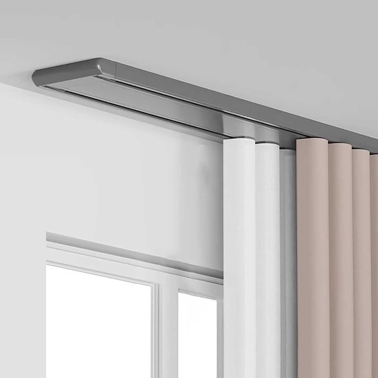 Double ain Track Systeem Plafond Mount 16.4FT Grijs Adjuble Dubbele Trac voor Kamer Privacy Gemakkelijk Inll ain Rails voor Open Ruimten Zware Du Glad Gliding.