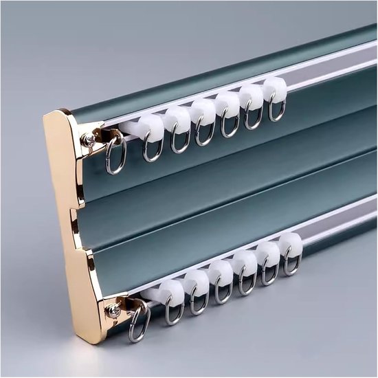 Double Track ain Rails voor Plafond Mount 8-18ft Adjuble Metal ain Staven Ideaal voor Slaapkamer & Woonkamer Slish Blue h Design