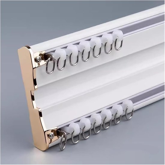 Double Track ain Rails voor Plafond Mount 8-18ft Adjuble Metal ain Staven Ideaal voor Slaapkamer & Woonkamer Wit h & Slish