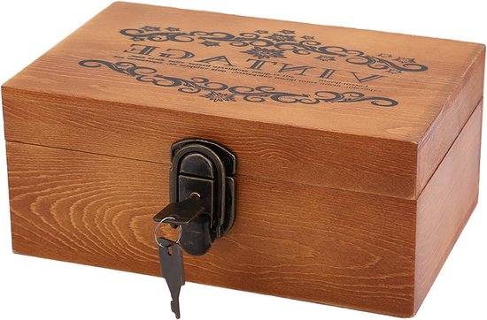 Dozen Decoratieve Dozen met Deksels Vergrendeling Sleutels Houten Opbergdoos Vintage Stijl Display Decoratie [#01]