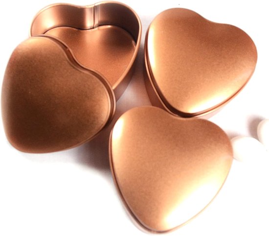 Dozen in hartvorm, metaal, tin, ijzer, snoep, kaars, containers voor gastgeschenken, doop, bruiloft (goud)