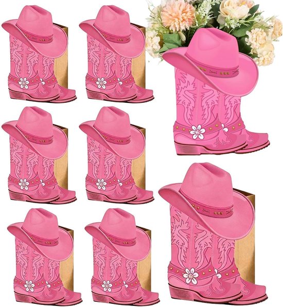 Dozen Set - 25 cm Westerse Feest Tafelopzetstukken, Rustieke Bloemencontainers, Decoratieve Laarzen Dozen | Landelijke Stijl Decoratieset