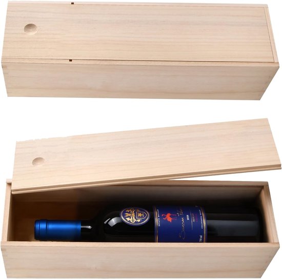Dozen van wijnhout, wijnflessen, geschenkdoos met schuifdeksel voor feestjes, verjaardagen, bruiloften