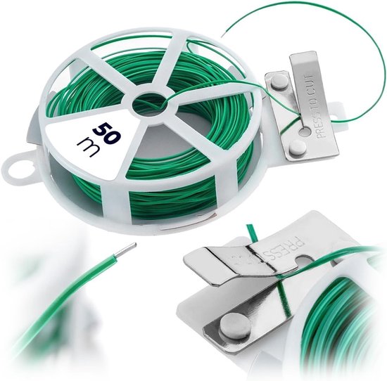 Draadlatwerk klimplanten - Groen - 50 meter - PVC gecoate binddraad op spoel - Voor tuin en planten