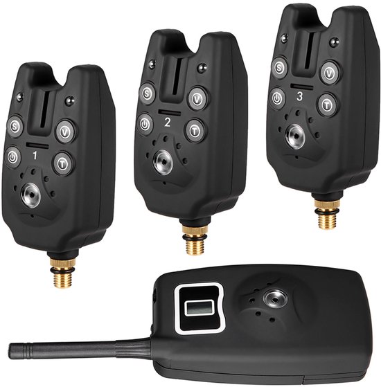Draadloze 6+1 Beetmelder Set – Ontvanger Systeem – LED & Geluid – Geen Beet Missen bij Nachtvissen van Merkloos