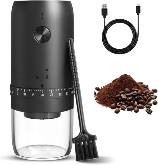 Draadloze Koffiemolen met 40 Instellingen, Oplaadbare en Draagbare Elektrische Molen voor Espresso, Perfect voor Thuis, Kantoor en Kamperen