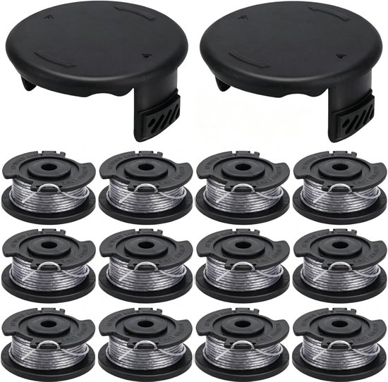 draadspoel F016800569 geschikt voor Bosch Art 23 SL en Art 26 SL reservedraadspoel 4 m lengte Ø 1,6 mm en vervangende trimmerkap F016F04557 (12 spoelen + 2 doppen)