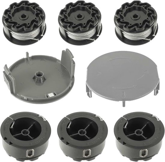 Draadspoel F016800570 compatibel met Bosch UniversalGrassCut 18 18-26 18-260, grastrimmerspoelen verwisselbaar met F016800570 reservespoelen (6 draadspoelen + 2 trimmerafdekking)