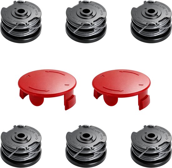 Draadspoel voor Bosch F016800351 Vervangende spoel 6 spoelen met 2 dop voor grastrimmer, compatibel voor Bosch ART 24 ART 24+ ART 27 ART 27+ ART 30 ART 30+, Ø1,6 mm nylondraad 6 m