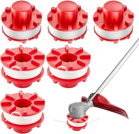 Draadspoelen voor grastrimmers, 6 stuks, compatibel met Einhell GE-CT 36/30, reserveonderdelen voor grasmaaiers, eenvoudig te vervangen draadspoelen