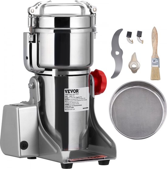 draagbare graanmolen 700g Grinder 2500W multifunctionele keukenmolen roestvrijstalen molen poedermachine timing droge molen van Merkloos