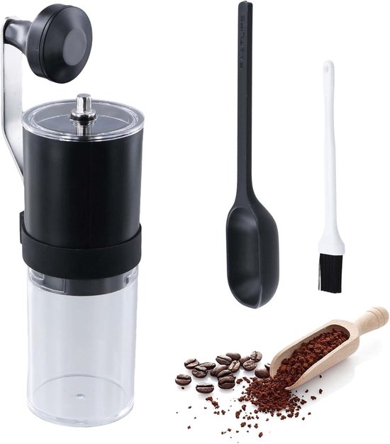 Draagbare Koffiemolen met Hoge Precisie Keramische Molen, Reinigingsborstel en Espresso Lepel voor Perfecte Koffie en French Press Bereiding