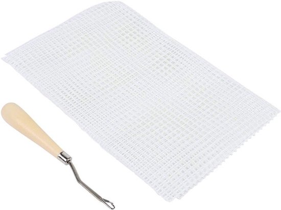 Draagbare Mesh Mat voor Creatieve Projecten met Haken en Houten Handvat - Ideaal voor Borduren en Handwerken (150x100cm) van Merkloos
