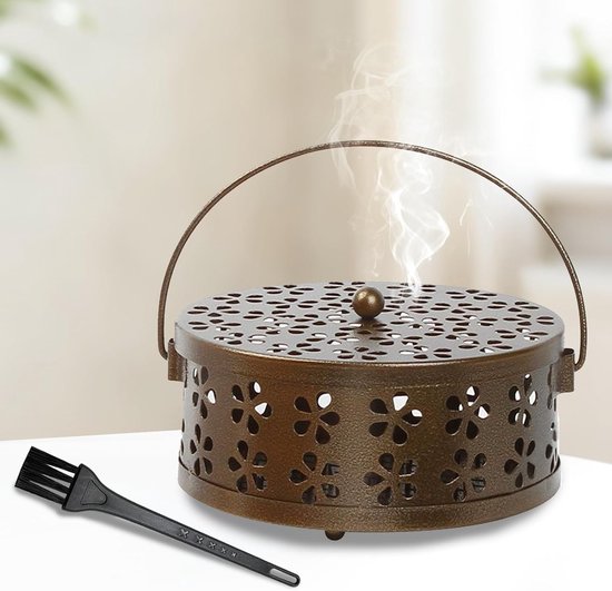 Draagbare metalen muggenspoelhouder voor buitengebruik, inclusief reinigingsborstel en handvat, ideaal voor tuin en camping van Merkloos