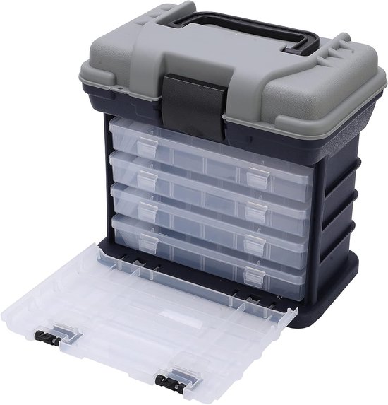 Draagbare Vissersbox met 4 Lagen voor het Opslaan van Visspullen en Accessoires, Ideaal voor Hengelsport en Vissen