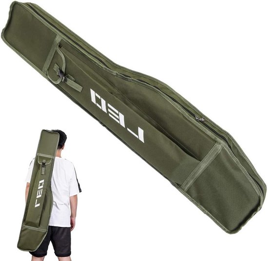 Draagbare Visuitrusting Tas voor Hengels, Gereedschap en Accessoires - Ideaal voor Reizen en Outdoor Activiteiten in Army Groen van Merkloos