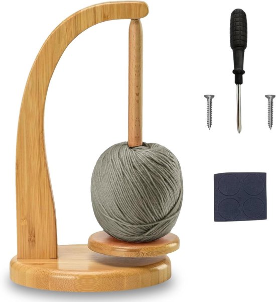 Draaiende Magnetische Wolknopenhouders, Multifunctionele Wolwikkelaar met Bevestigingsaccessoires, Draagbare Houten Garnehouder voor Brei- en Haakprojecten