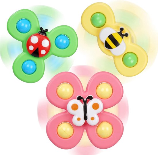 Draaiende Vinger Spinner Speelgoed, 3-Pack Hand Spinner met Zuignappen voor Kinderen en Volwassenen