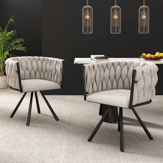 Draaistoelen - Eetkamerstoelen - Stoelen Met Armleuning - Comfortabele Stoelen - Ademend Linnen - 360° Draaifunctie