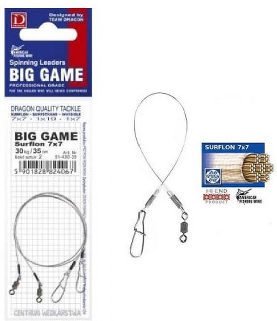 Dragon Big Game Surflon 7x7 (2 Stuks) Zilver 30kg / 15cm van Dragon