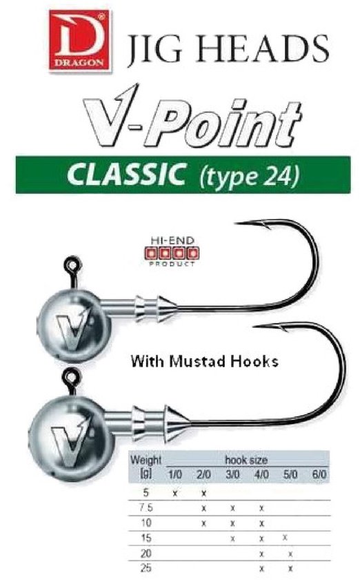 Dragon V-Point Loodkop 25 gr 5 pcs. Size 5/0 van Merkloos