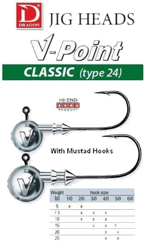 Dragon V-Point Loodkop 5 gr 5 pcs. Size 1/0 van Dragon