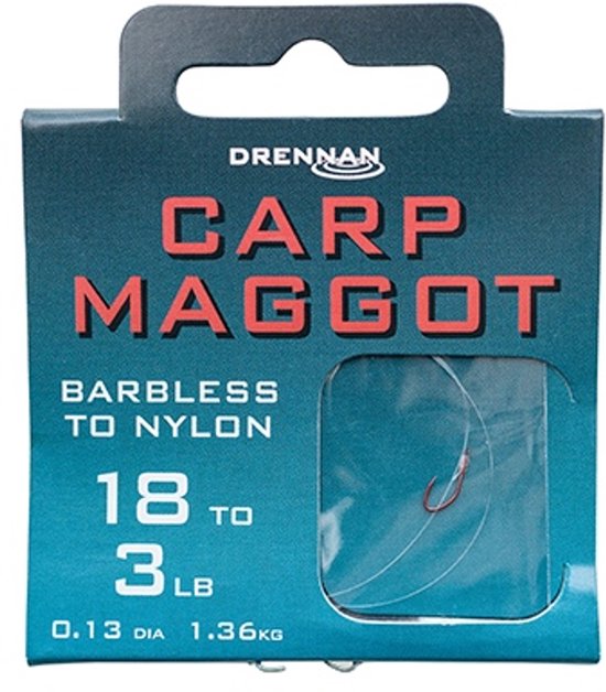 Drennan Carp Maggot Barbless Onderlijnen Haak: 16 - 0.14mm van Merkloos